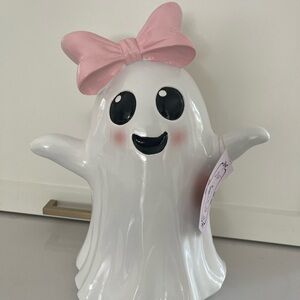 Viral Ghost Figurine with Pink Bow